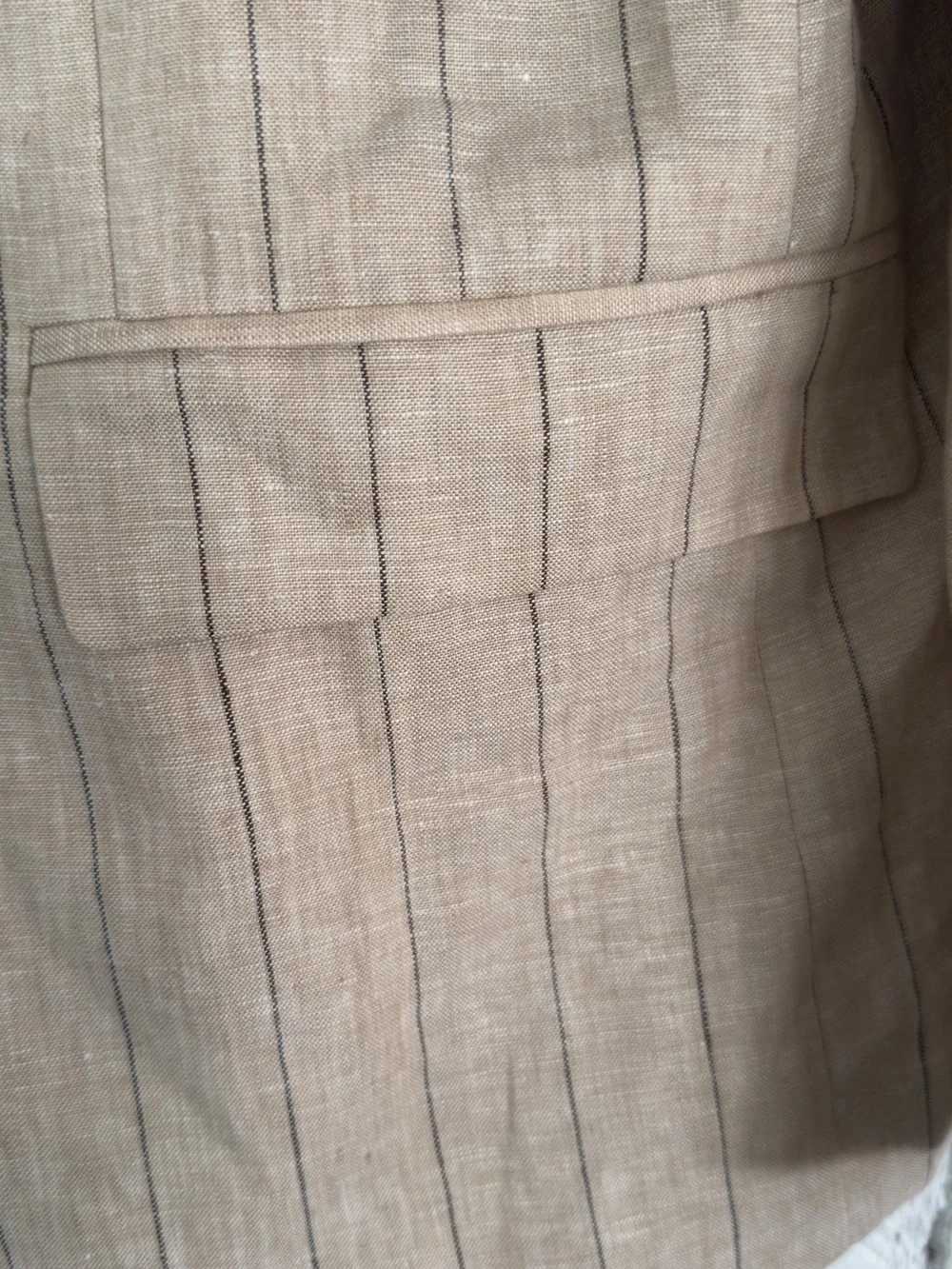 NWT H&M Premium 100% Linen Blazer Sport Coat Tan Beige Pinstripe 44R Men’s